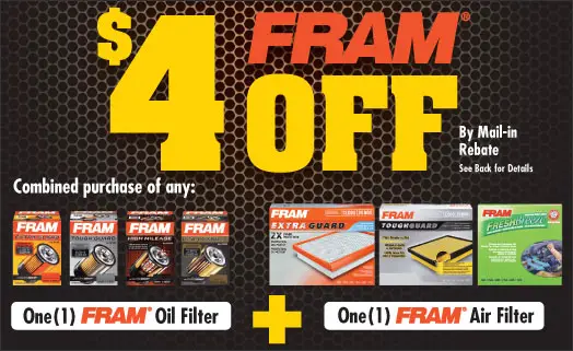Fram Filter Rebate Get 4 Back Via Mail 